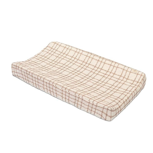 Crane Baby Change Pad Cover, Charlie Farmhouse Quilted Plaid Changing Pad Cover, Neutral Changing Mat Cover, Farmhouse Nursery Decor, Neutral Baby Registry Gifts