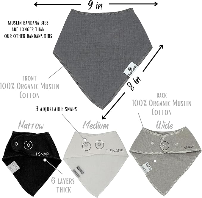 DiaperSquad's 100% Organic Cotton Baby Drool Bibs, Super Absorbent & Adjustable Baby Bibs for Drooling and Teething
