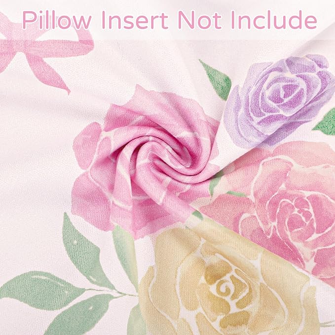 Nursing Pillow Cover, Floral Breastfeeding Pillow Cover for Baby Girls Boys, Soft Stretchy Nursing Pillowcase for Infant Newborn, Removable Slipcover for Nursing Pillows, Pink Rose(Only Cover)