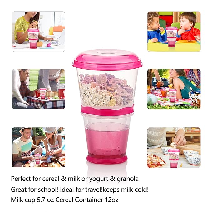 Cereal On The Go Cups Breakfast Drink Cups Portable Yogurt and Cereal to-Go Container Cup