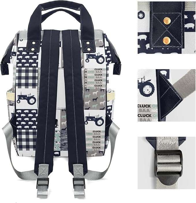 Car Animal Cow Diaper Bag Backpack Tote Custom with Name Multifunction Waterproof Travel Back Pack Diaper Bag Gifts Backpack for Men Women