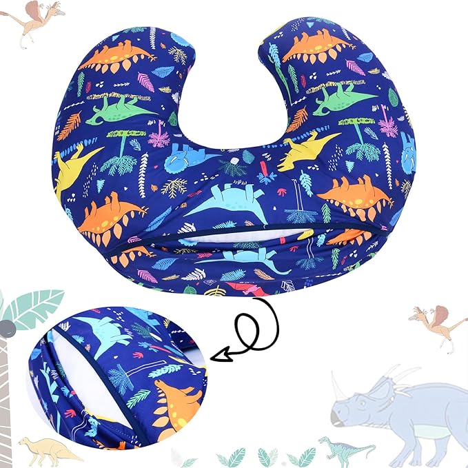 Cloele Nursing Pillow Cover for Breastfeeding Pillows - Dinosaur Breastfeeding Pillow Slipcovers for Baby Boys & Girls Ultra Soft Infant Nursing Pillowcase for Newborn - Blue