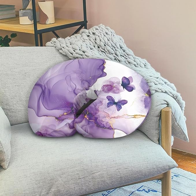 Nursing Pillow Covers for Baby Girl, Soft Removable Covers Breathable for Breastfeeding Pillows, Nursing Pillow Cases Fit Standard Nursing Pillows, Purple Marble Butterfly