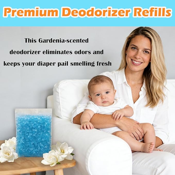 14 Pack Diaper Pail Odor Absorber Refills for Munchkin Step and Pall Diaper Pails, Odor Eliminator Filter Refills for Puck Baking Soda Cartridge (Gardenia)