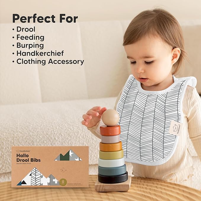 KeaBabies 8-Pack Bibs for Baby Girl, Boy - Pullover Large Baby Bibs for Drooling and Teething Infant, Newborn, Soft & Absorbent Organic Cotton,Long Torso Coverage Keep Toddler Clean & Dry(Crossroads)