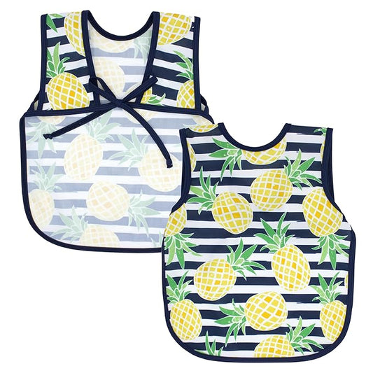 BapronBaby Pineapple Stripes Bapron - No Neck Tie Safer Bib for Baby & Toddler - Soft Waterproof Stain Resistant - Machine Washable - Sz Preschool 3-5yrs