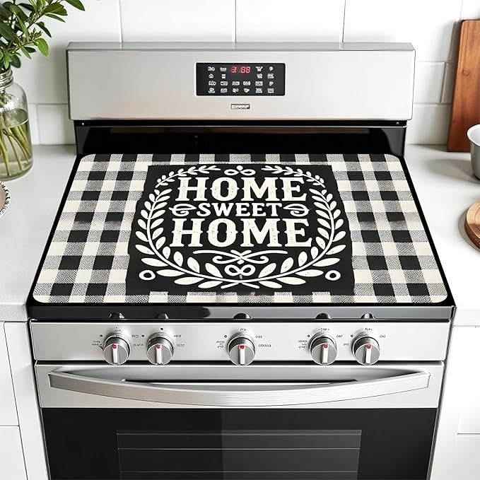 Multi-Design Stove Top Cover for Glass/Electric Stoves - 3-in-1 Heat-Resistant Protector Mat, Non-Slip Drying Rack 28"x20" (Home, 28" L x 20" W)