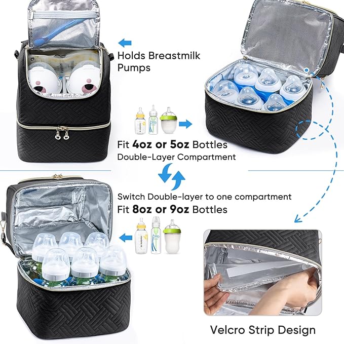 Mam Breastmilk Storage Bag with Ice Pack - Cooler for 6 Bottles Up to 9 Ounce - Insulated Bottle Bag for Daycare