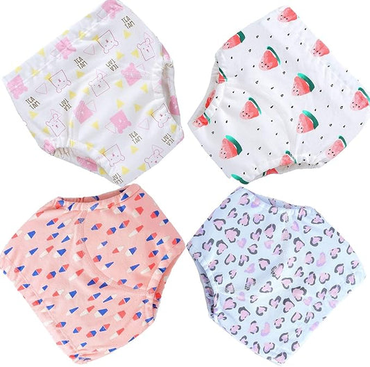 4 Pack Cotton Potty Training Pants for Boys Girls, Learning Designs Training Underwear Pants 12M-4T