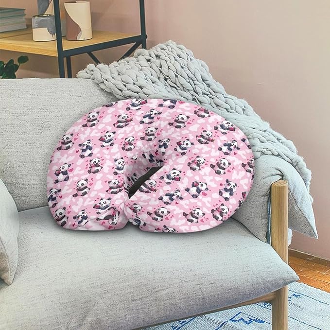Pink Panda Nursing Pillow Cover for Feeding Pillow U-Shaped Breastfeeding Pillow Cover Hidden Zipper Design Soft and Skin-Friendly