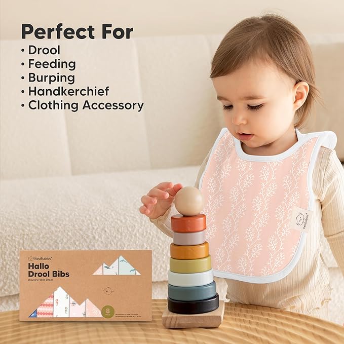 KeaBabies 8-Pack Bibs for Baby Girl, Boy - Pullover Large Baby Bibs for Drooling and Teething Infant, Newborn,Soft & Absorbent Organic Cotton,Long Torso Coverage Keep Toddler Clean & Dry(Marine Muse)