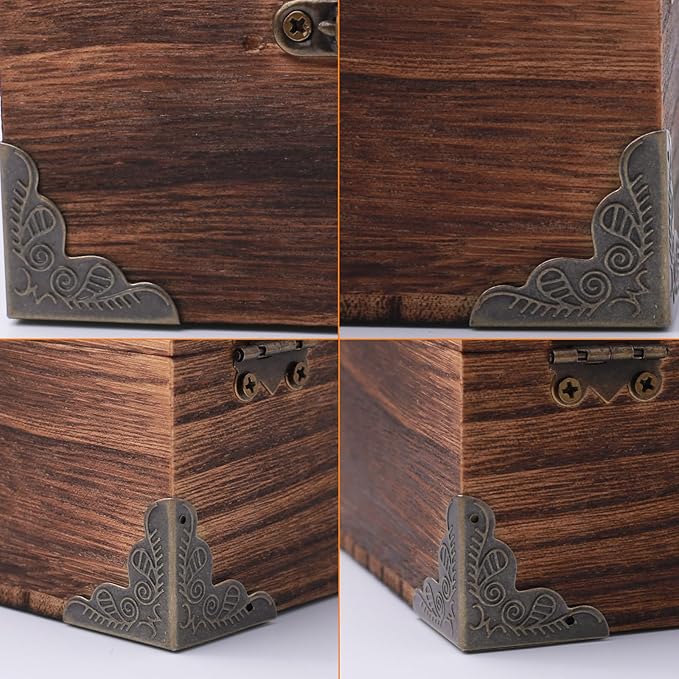 36 PCS Stair Dust Inner Corners for Wooden Steps, 35mm Antique Decorative Corner for Jewelry Box, Vintage Edge Guard with Screws (Bronze)