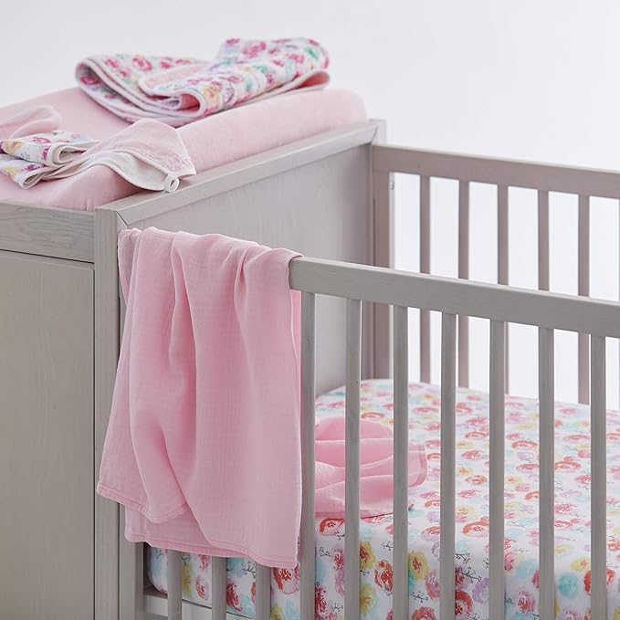 HonestBaby Organic Cotton Changing Pad Covers (Set of Two), Rose Blossom/Pink, One Size
