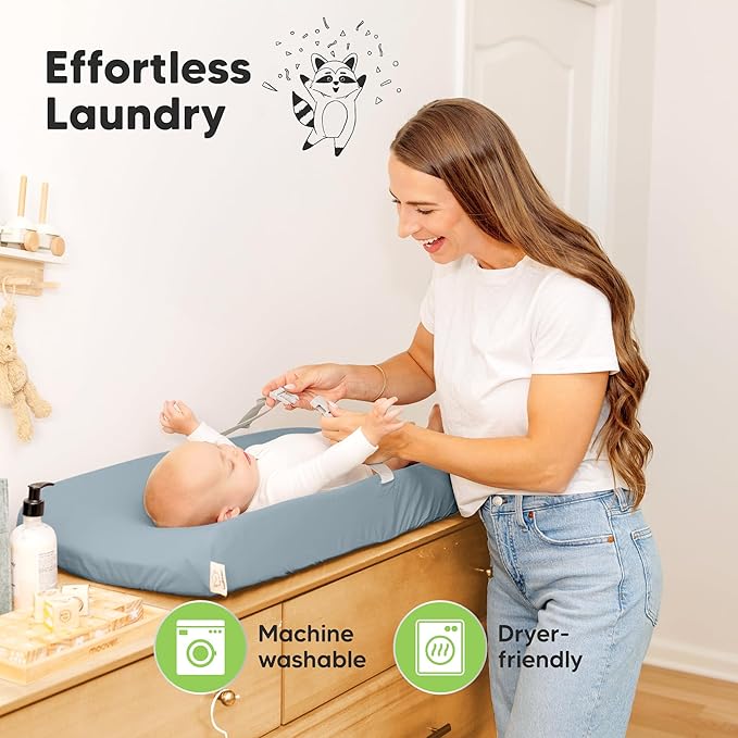 2-Pack Baby Changing Pad Cover for Girl, Boy - 34x18 Soft Viscose Derived from Bamboo Baby Diaper Changing Table Pad Cover Sheets, Neutral, Snug Fit Nursery Diaper Change Sheets (Steel)