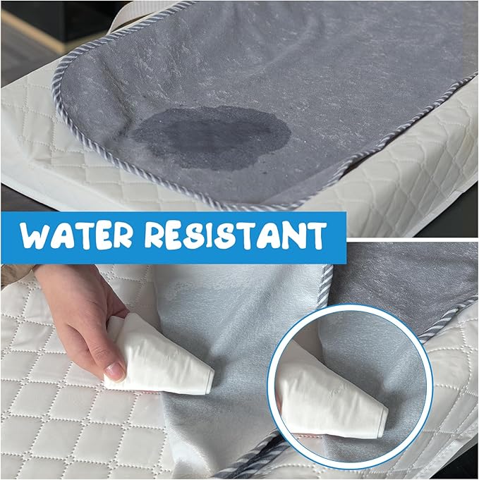 Baby Waterproof Changing Pad Liners (3 Pack) - Washable Reusable Changing Table Cover Liners Double, Portable Diaper Pads, Grey Line