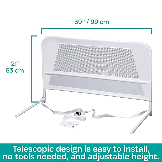 KidCo BR303 Children's Bed Rail Double Pack - Quick Assembly Toddler Bedrail (White)