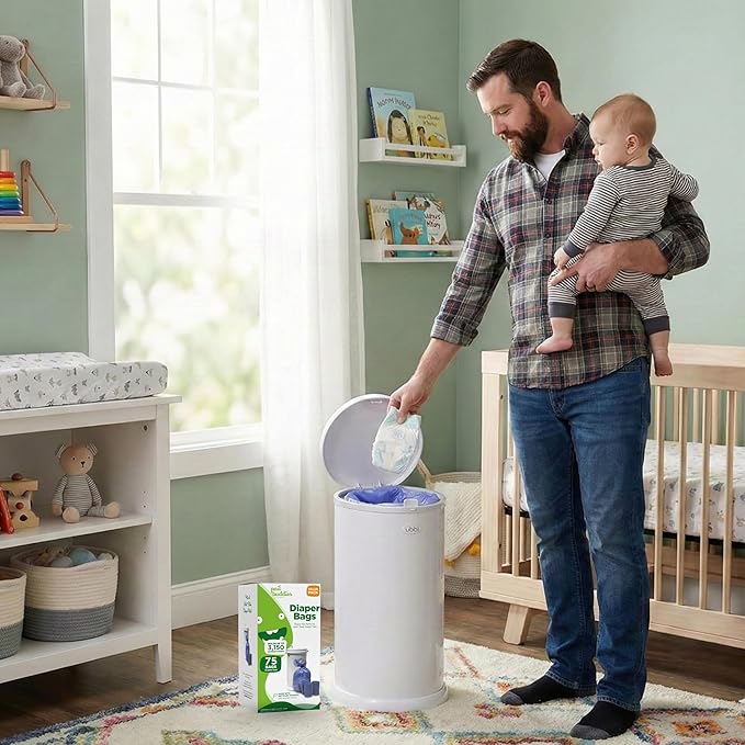 Pail Buddies Diaper Bags, 75 Count, Fresh Powder Scent, Compatible with Ubbi Diaper Pail, Made with Recycled Material, 13 Gallon Capacity, Strong and Durable