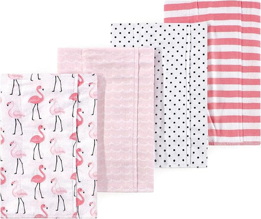 Luvable Friends Hudson Baby Flannel Burp Cloths 4pk, Pink Flamingo