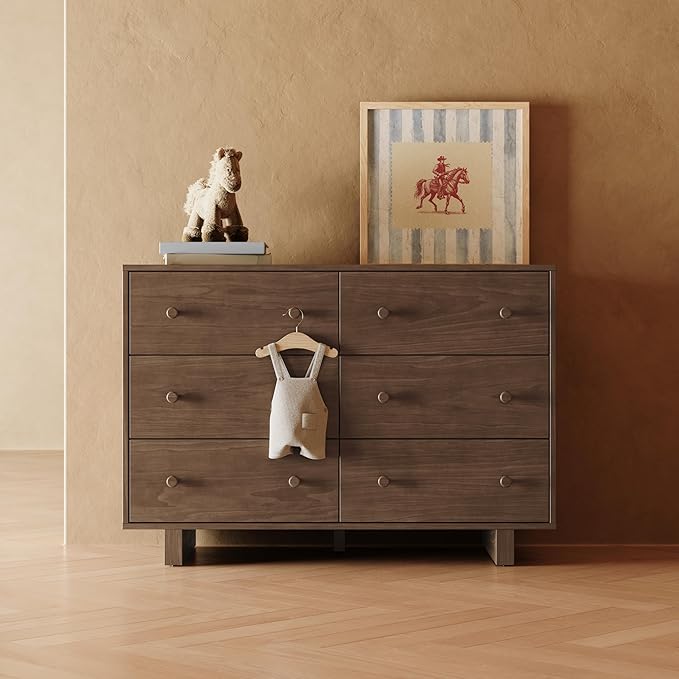 Storkcraft Texas 6 Drawer Dresser (Hazelnut) – GREENGUARD Gold Certified Baby Dresser, Interlocking Drawer System for Nursery & Kids’ Bedroom, Brown Chest for Kids Bedroom, Nursery Storage