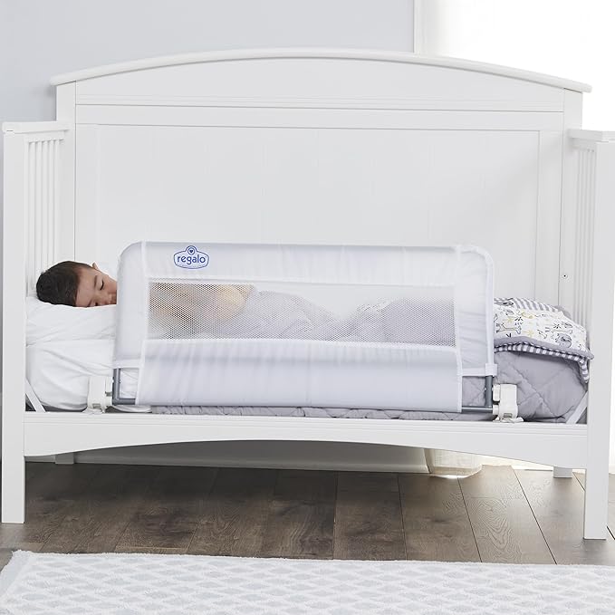 Regalo Swing Down Crib Rail, with Reinforced Anchor Safety System & Swing Down Bed Rail Guard, with Reinforced Anchor Safety System
