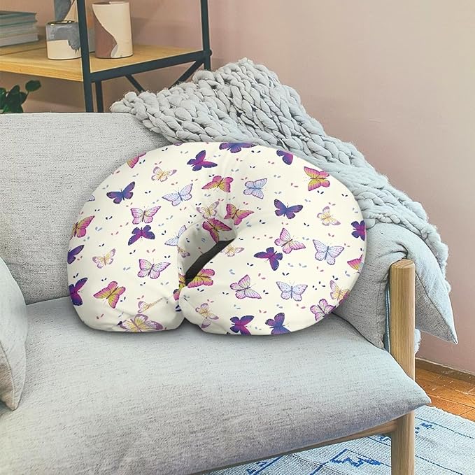Colorful Butterfly Newborn Nursing Pillow Cover with Hidden Zipper Ultra Soft Skin-Friendly Baby Nursing Pillowcase Easy to Put On & Take Off Breastfeeding Pillow Slipcover