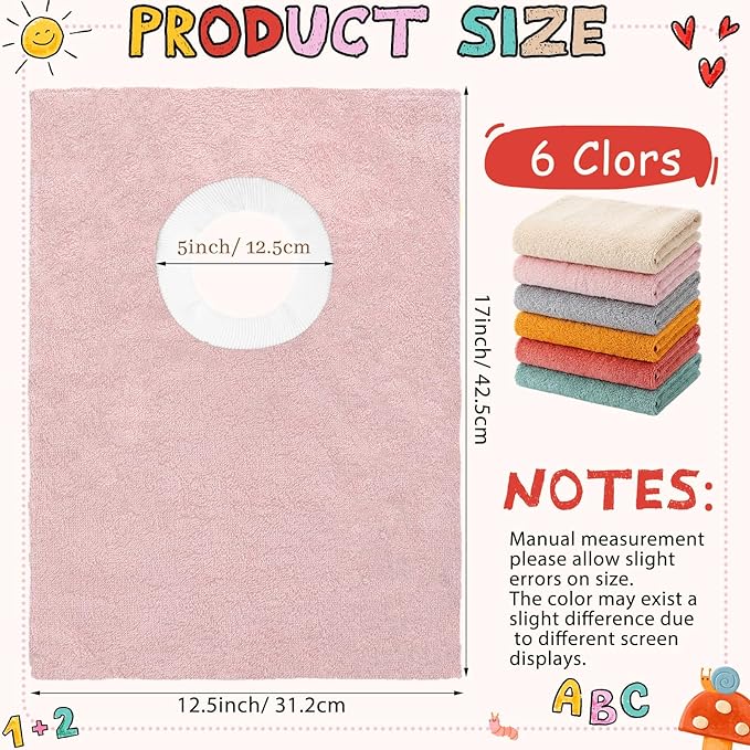 Foaincore 6 Pcs Pullover Baby Bibs Cotton Terry Toddler Absorbent Infant for Feeding and Drooling Towel Bib (Classic Colors)