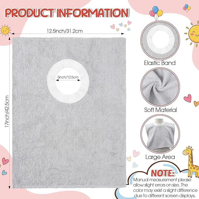 Foaincore 6 Pcs Pullover Baby Bibs Cotton Terry Toddler Absorbent Infant for Feeding and Drooling Towel Bib (Normal Colors)