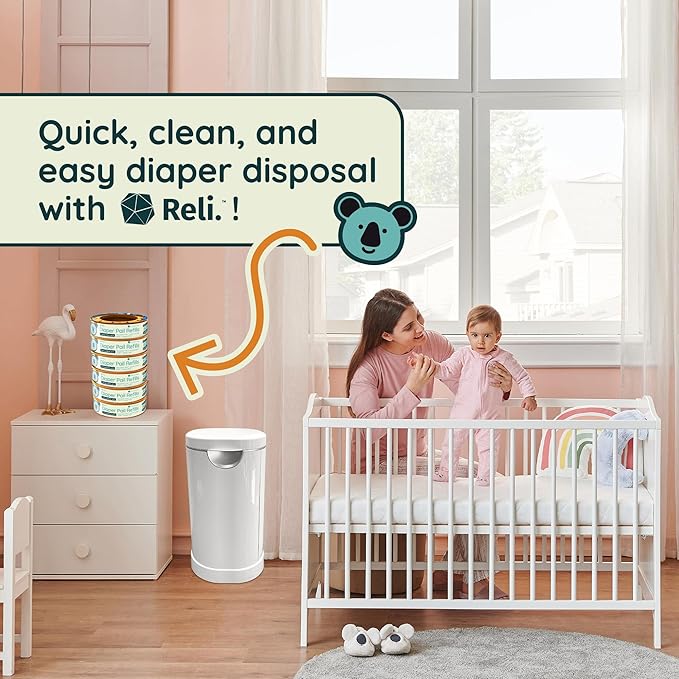 Reli. Diaper Pail Refill Bags, Compatible with Munchkin Step, Pail (6 Pack) | Pail Refills w/Lavender Scent | Odor Blocking, Strong, Easy Replacement | Holds up to 1,680 Diapers
