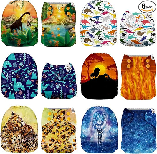 Mama Koala 1.0 Cloth Diapers for Babies, 6 Pack Pocket Shell Only (NO Inserts) - One Size Washable and Reusable Pocket Diapers for Newborns and Toddlers - 160045