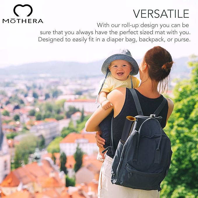 Mothera Vegan Leather Diaper Changing Pad Compact and Wipeable Baby Changing Mat Portable Changing Pad for Baby, 13" x 25"