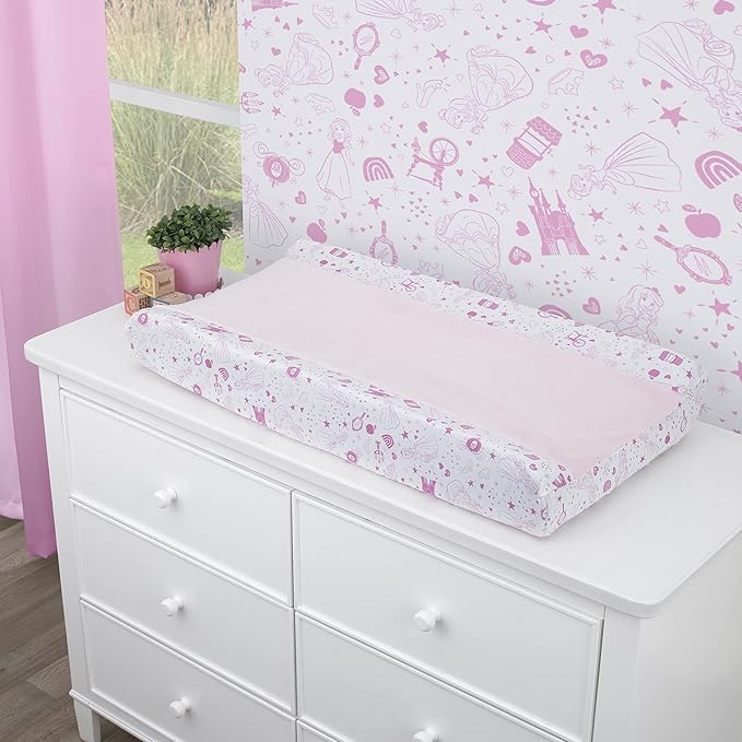 Disney Princess - Dare to Dream Super Soft Pink and White Changing Pad Cover