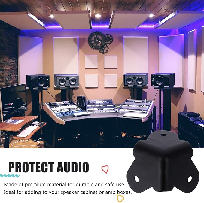 16PCS Angle Corner Furniture Protector Black Iron Speaker Corners Protector for Cabinet Guitar Amplifier Stage Speaker Rounded Metal Guards for Enhanced Protection & Style