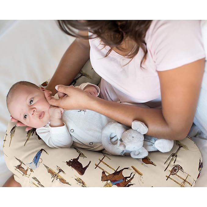 Sweet Jojo Designs Wild West Cowboy Nursing Pillow Cover Breastfeeding Pillowcase for Newborn Infant Bottle or Breast Feeding (Pillow NOT Included) - Red Blue Tan Western Southern Country Horse