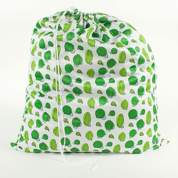 OsoCozy Cloth Diaper Pail Liner - Reusable, Washable, Waterproof Wet Bag with Drawstring. Excellent for Diaper Pails, Garbage Cans, Laundry, Recycling and Storage - Cactus