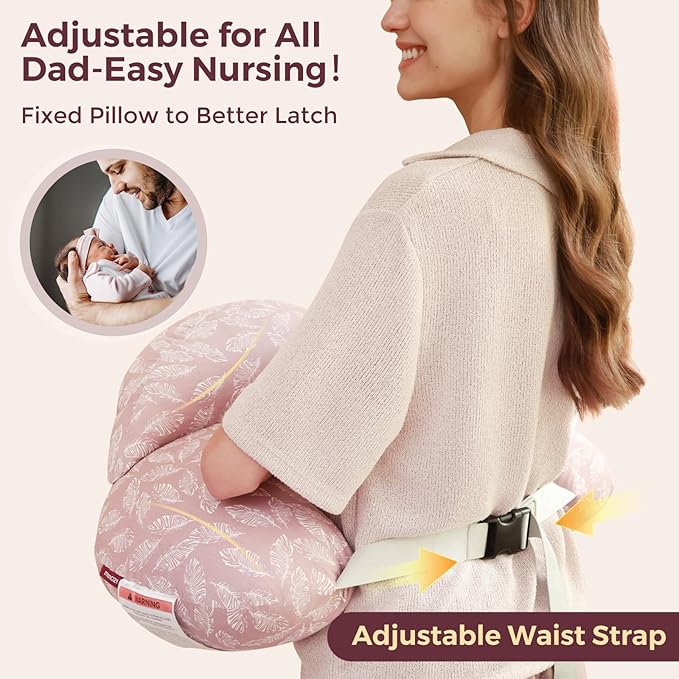 Momcozy Original Nursing Pillow for Breastfeeding-Innovative Safety Guard - Wider Feeding Pillows for More Support for Mom & Baby- Easier Nursing & Hand Free- Fit for All, Removable Cotton Cover