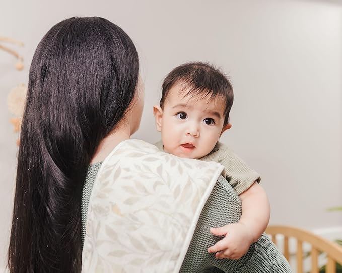 Crane Baby Willow 3-Piece Cotton Burp Cloth Set, 2 Prints, 1 Solid - Essential for Toddlers, Ideal for Nursery or On-The-Go