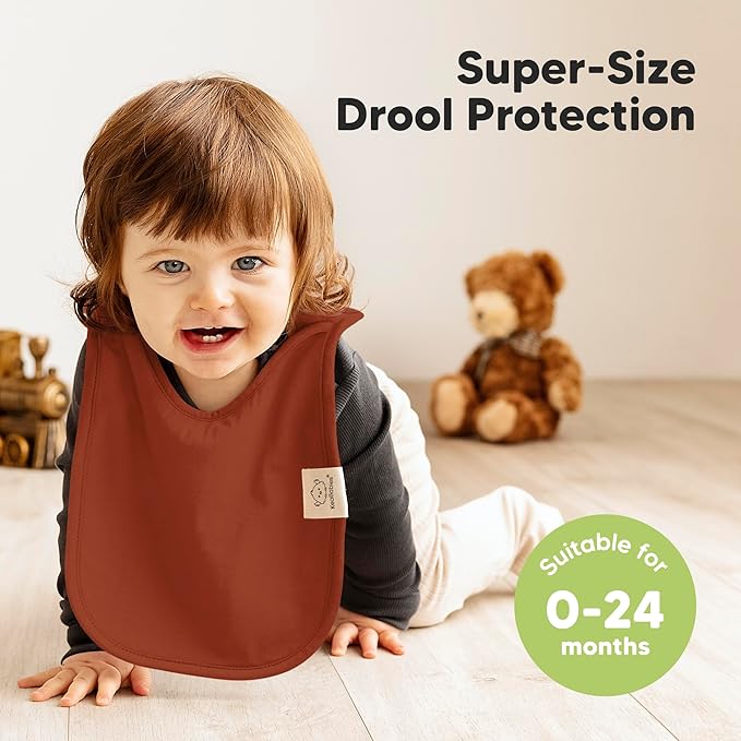 KeaBabies 8-Pack Bibs for Baby Girl, Boy - Pullover Large Baby Bibs for Drooling and Teething Infant, Newborn, Soft & Absorbent Organic Cotton, Long Torso Coverage Keep Toddler Clean & Dry (Sahara)