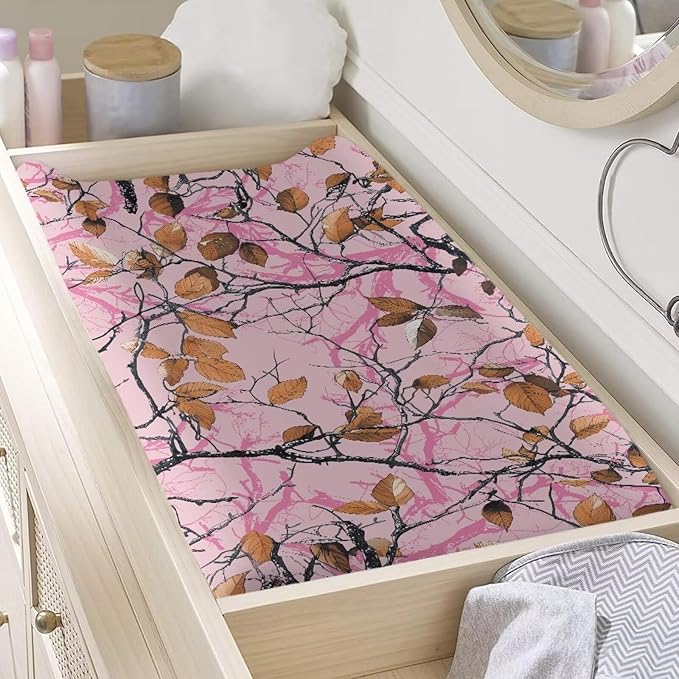 Camo Changing Pad Cover for Baby Soft Diaper Change Table Covers with Elastic Edge Washable Cradle Mattress Sheets 32"x16" Inch Hunting Decor