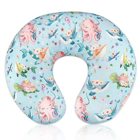 DILIMI Nursing Pillow Cover Stretchy Removable Cover for Breastfeeding Pillows, Ultra Soft Comfortable Slipcover for Baby Girl and Boy, Ocean World