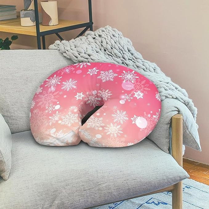 Snowflake 2 Nursing Pillow Case for Newborn Support for Breastfeeding,Bottle Feeding & Bonding Feeding Pillow Cover Soft and Cozy Breastfeeding Pillow Slipcover Cover Only