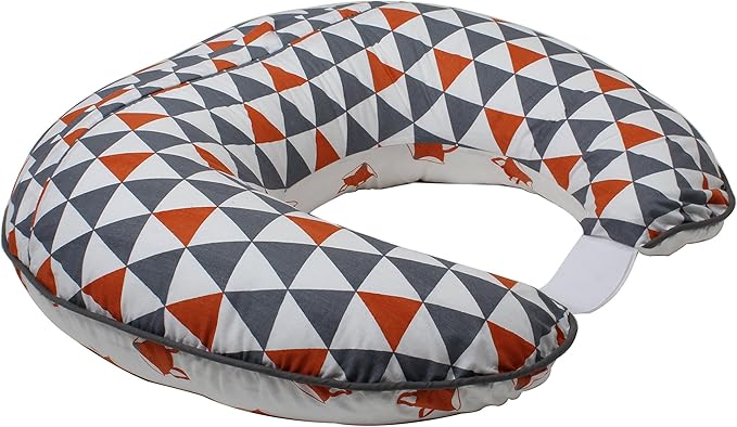 Bacati - Playful Fox Orange/Grey Nursing Pillow Cover Ultra-Soft 100% Cotton Fabric in a Fashionable Two-Sided Design, Fits All Hugster Nursing Pillows and Positioners (Nursing Pillow Cover ONLY)