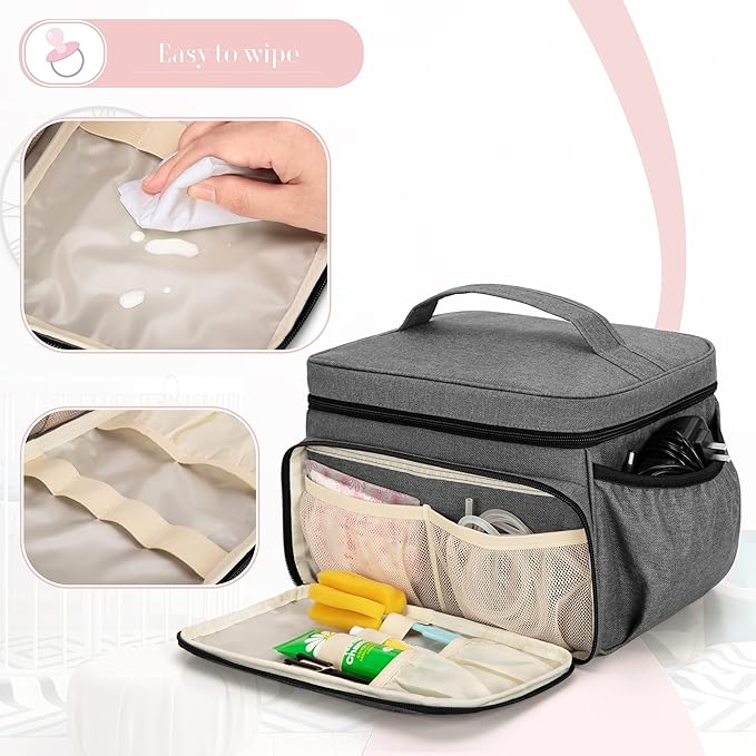 Luxja Breast Pump Bag Compatible with Spectra S1 and S2, Pumping Bag for Breast Pump and Extra Parts (Suitable for Home or Travel Use), Gray (Patent Pending)