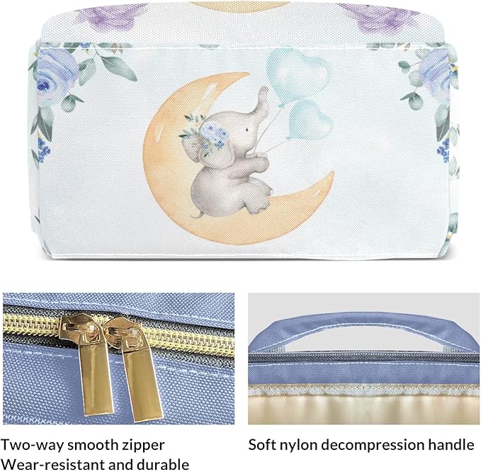 Watercolor Flower Elephant Diaper Bag Backpack Tote Custom with Name Multifunction Waterproof Travel Back Pack Diaper Bag Gifts Backpack for Men Women