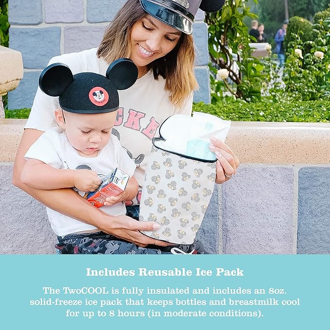 J.L. Childress Disney Baby TwoCOOL Breast Milk Cooler Travel Bag - Insulated Baby Bottle Storage Bag, Portable Organizer Pack, For Daycare or On the Go, Fits 2-4 Bottles - Minnie Mouse