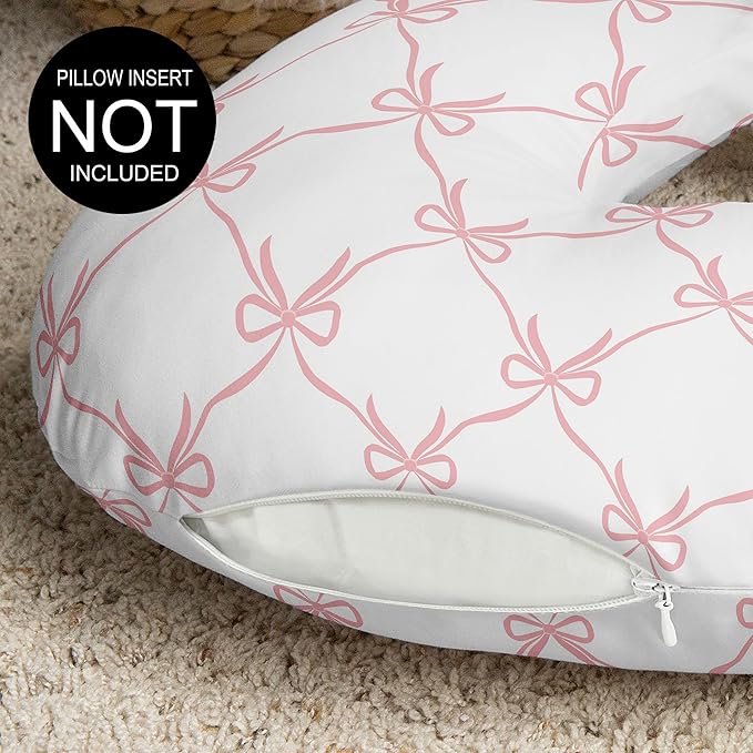 Sweet Jojo Designs Baby Nursing Pillow Cover (Pink Bows) for Girls, Infant/Newborn Nursery, Bottle Breastfeeding Slipcover, Breast Feeding Pillowcase - Pillow NOT Included (for Ballerina Collection)
