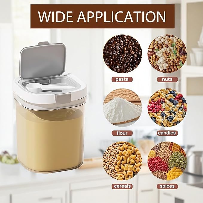 Formula Container to go-1300ml Travel Dispenser BPA Free Airtight Container with Spoon & Layered Storage,Sealed Lid,Stackable,Easy-Clean,Ideal for Coffee,Flour,Sugar,Cereal,Milk Powder(44oz)