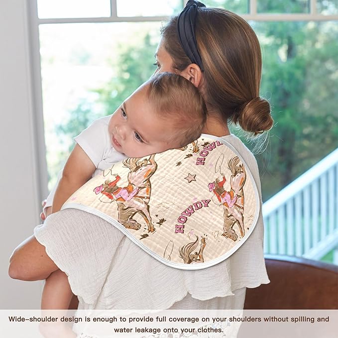 Cowgirl Western Vintage Burp Cloths Baby Boys Girls Absorbent Soft Cotton Burping Cloths Rags 2 Pack