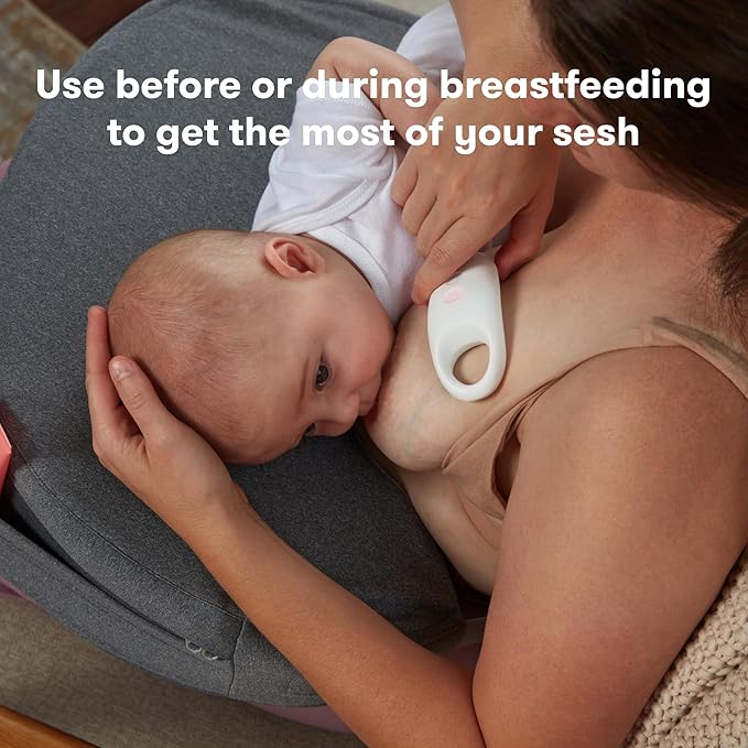 Frida Mom 2-in-1 Lactation Massager, Multiple Modes of Heat + Vibration for Clogged Milk Ducts, Increase Milk Flow, Breast Engorgement - USB Cord Included, White