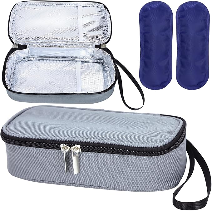 Breastmilk Cooler Bag with Ice Pack, Portable Insulated Breast Milk Storage Cooler Bag, Small Stylish Breastmilk Storage Bag Cooler with Wrist Strap (Grey)