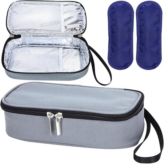 Breastmilk Cooler Bag with Ice Pack, Portable Insulated Breast Milk Storage Cooler Bag, Small Stylish Breastmilk Storage Bag Cooler with Wrist Strap (Grey)